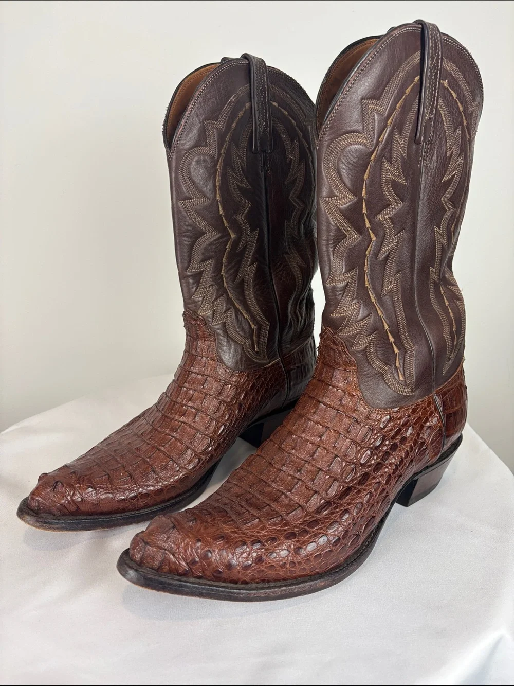 Lucchese 2000 Caiman Crocodile Boots Men’s 10 D Brown Exotic Western Leather - Picture 3 of 6